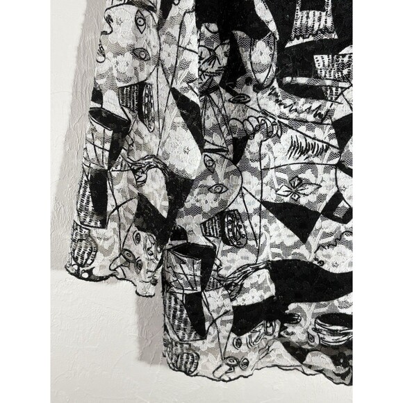 Chicos Design Black & White Abstract Print Lace Lined Woman Blouse X-Large Sz 3 - Picture 3 of 7